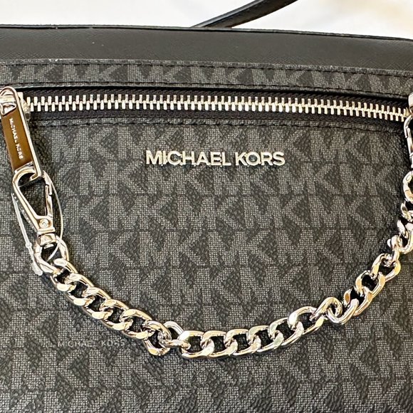 Michael Kors Jet Set Chain Crossbody Bag + Coin ID Key Holder Wallet MK Black - Picture 7 of 16